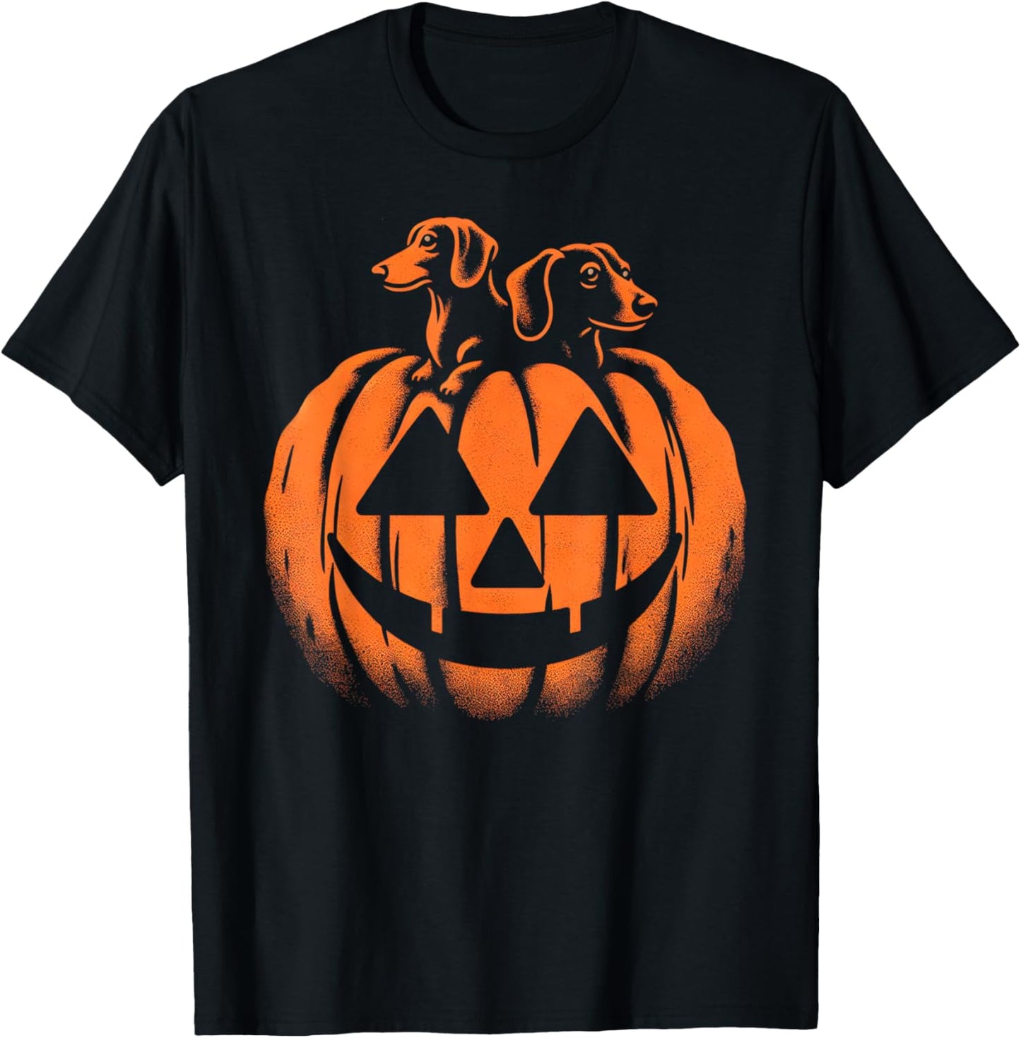 Dog Halloween Dachshund Jack O Lantern Pumpkin T-Shirt - T-Shirt | Black