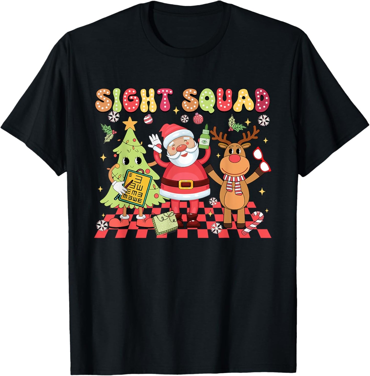 Sight Squad Christmas Optometry Ophthalmologist Crew T-Shirt - T-Shirt | Black