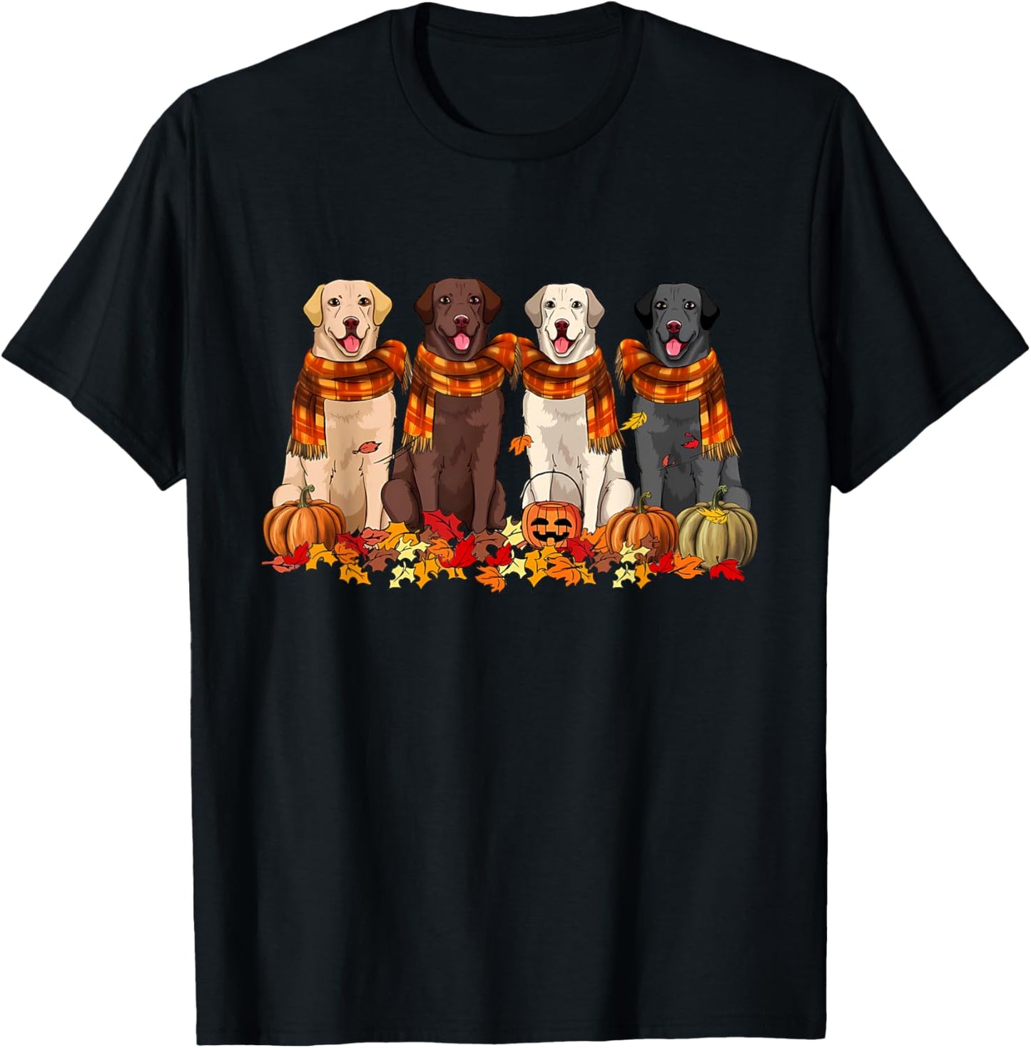 Fall Autumn Pumpkin Labrador Retriever Thanksgiving Dog Mom Women Kids T-Shirt - T-Shirt | Black