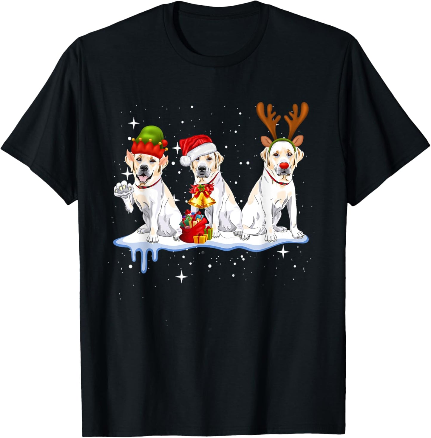 Labrador Retriever Christmas Reindeer Xmas Holiday Costume T-Shirt - T-Shirt | Black