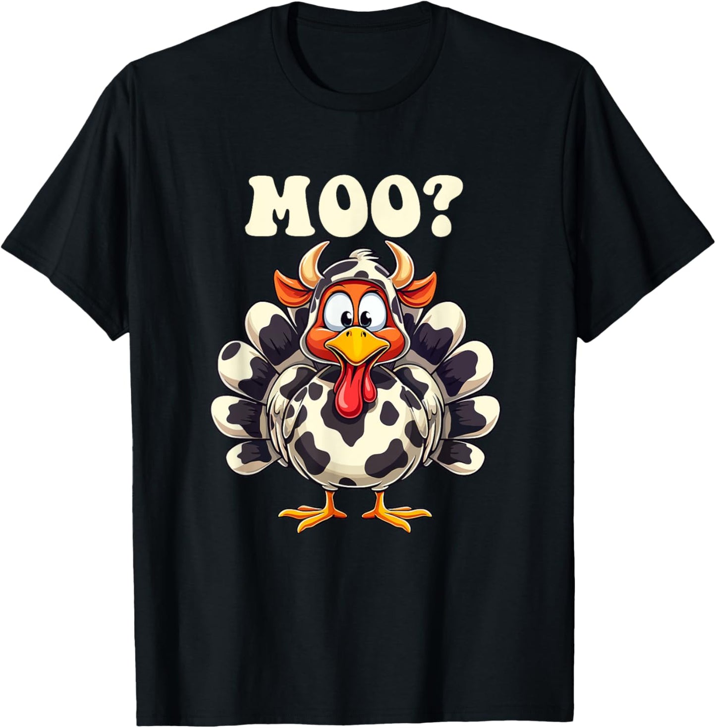 Turkey Moo Funny Thanksgiving Men Women Kids T-Shirt - T-Shirt | Black