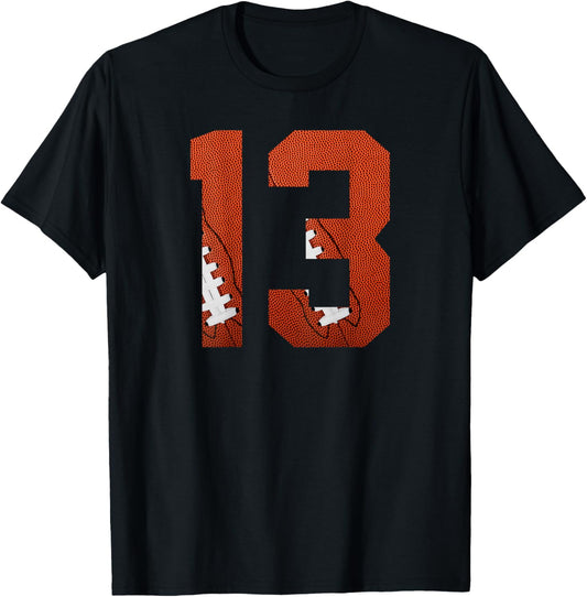 Number 13 BACKSIDE - American Football Jersey Numbered T-Shirt - T-Shirt | Black