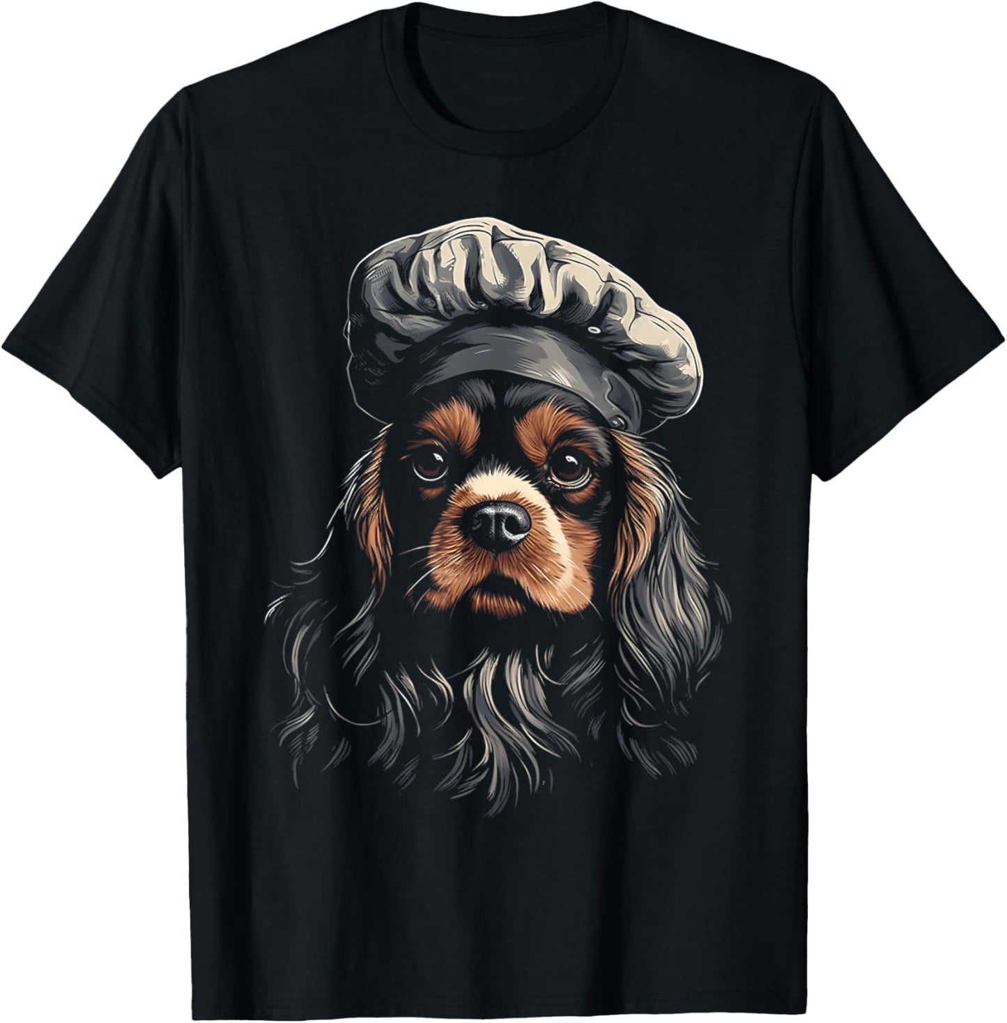 Cavalier King Charles Spaniel Chef Dog Dad Cooking For Baker Women Kids T-Shirt - T-Shirt | Black