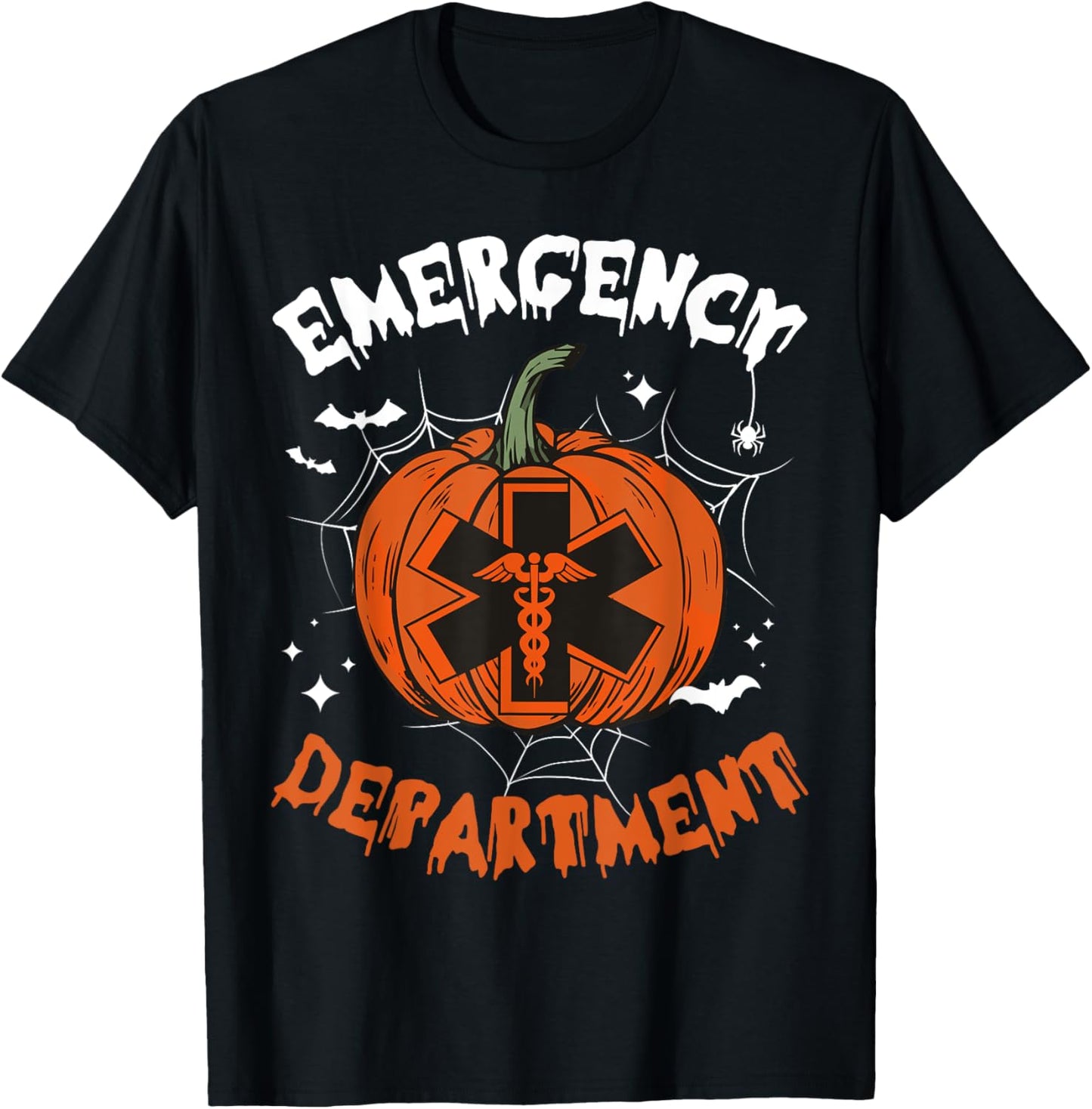 Cute Emergency Department Spooky Season Pumpkin Halloween T-Shirt - T-Shirt | Black