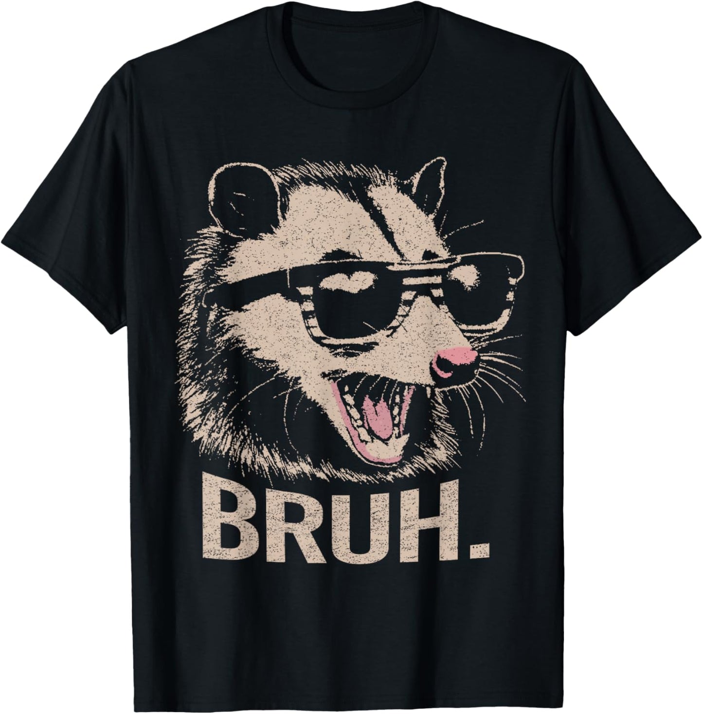 Bruh Opossum Funny Sunglasses Possum Lover Teens Slang Meme T-Shirt - T-Shirt | Black