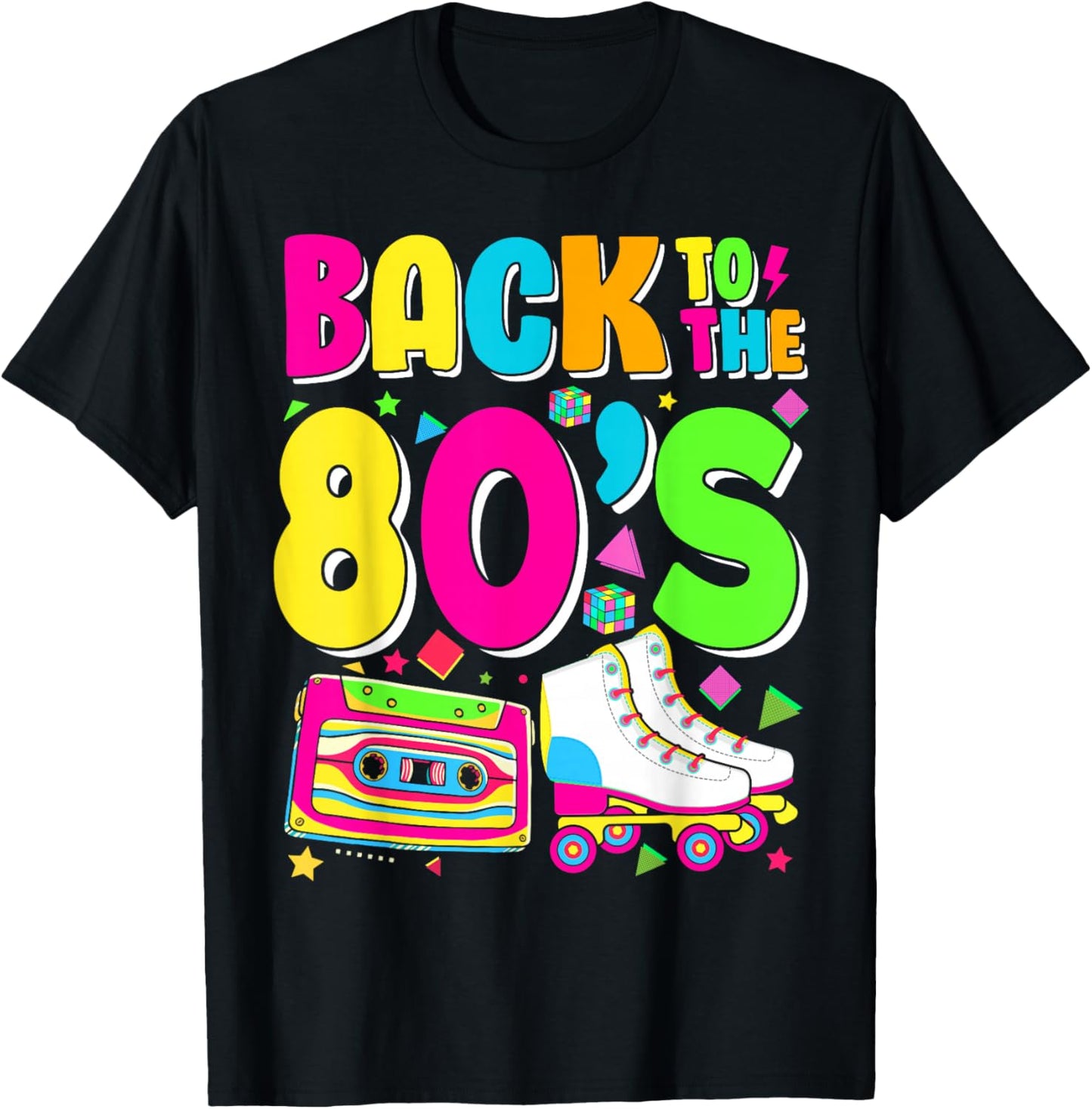 Back to 80's 1980s Outfit Costume Eighties Retro Party T-Shirt - T-Shirt | Black
