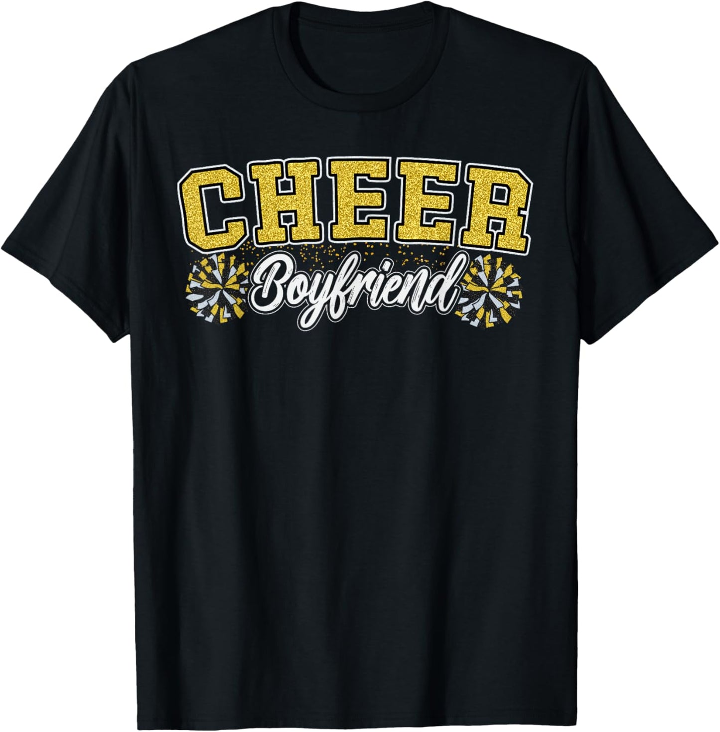 Loud Proud Cheer Boyfriend Pom Poms Yellow Cheerleader Women T-Shirt - T-Shirt | Black