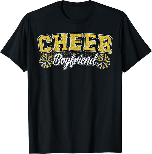 Loud Proud Cheer Boyfriend Pom Poms Yellow Cheerleader Women T-Shirt - T-Shirt | Black
