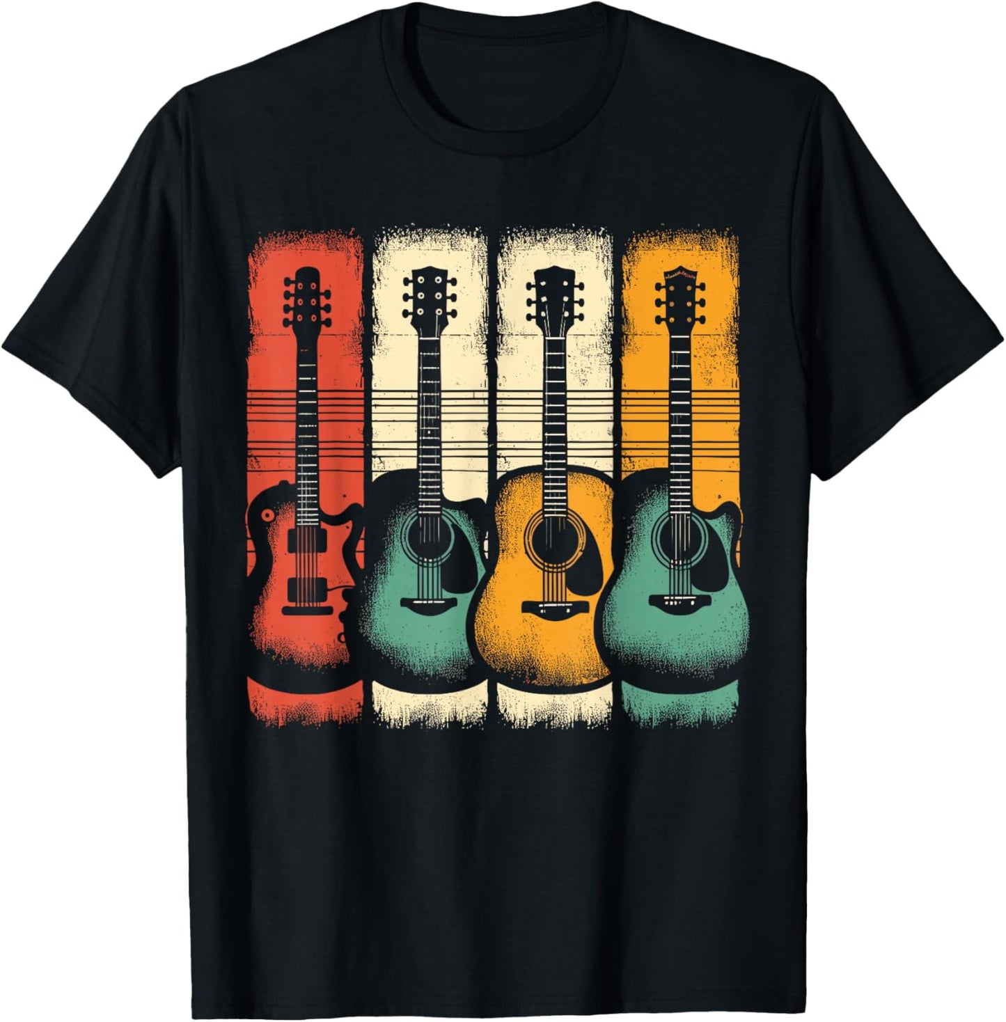 Guitars Music Vintage Guitar T-Shirt - T-Shirt | Black