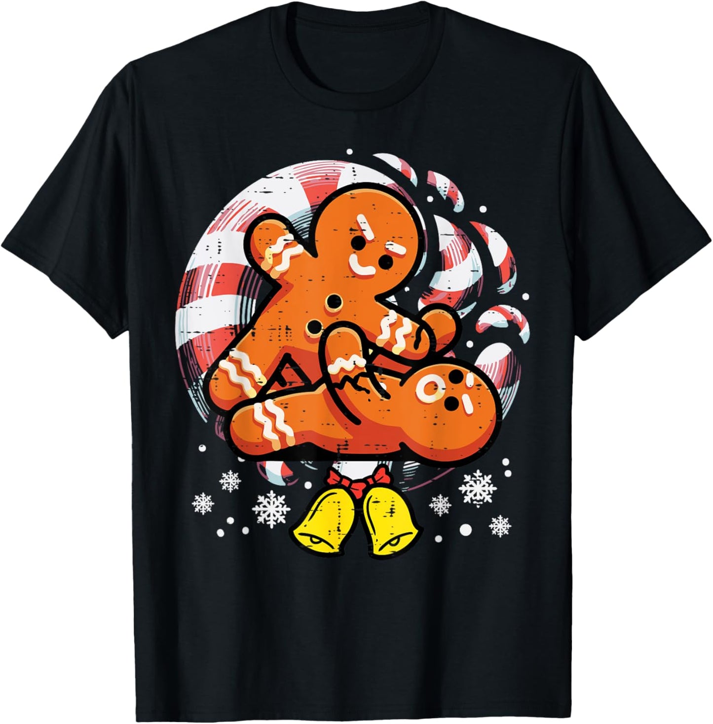 Christmas Jiu Jitsu Gingerbread Xmas Bjj Wrestling Men Kids T-Shirt - T-Shirt | Black