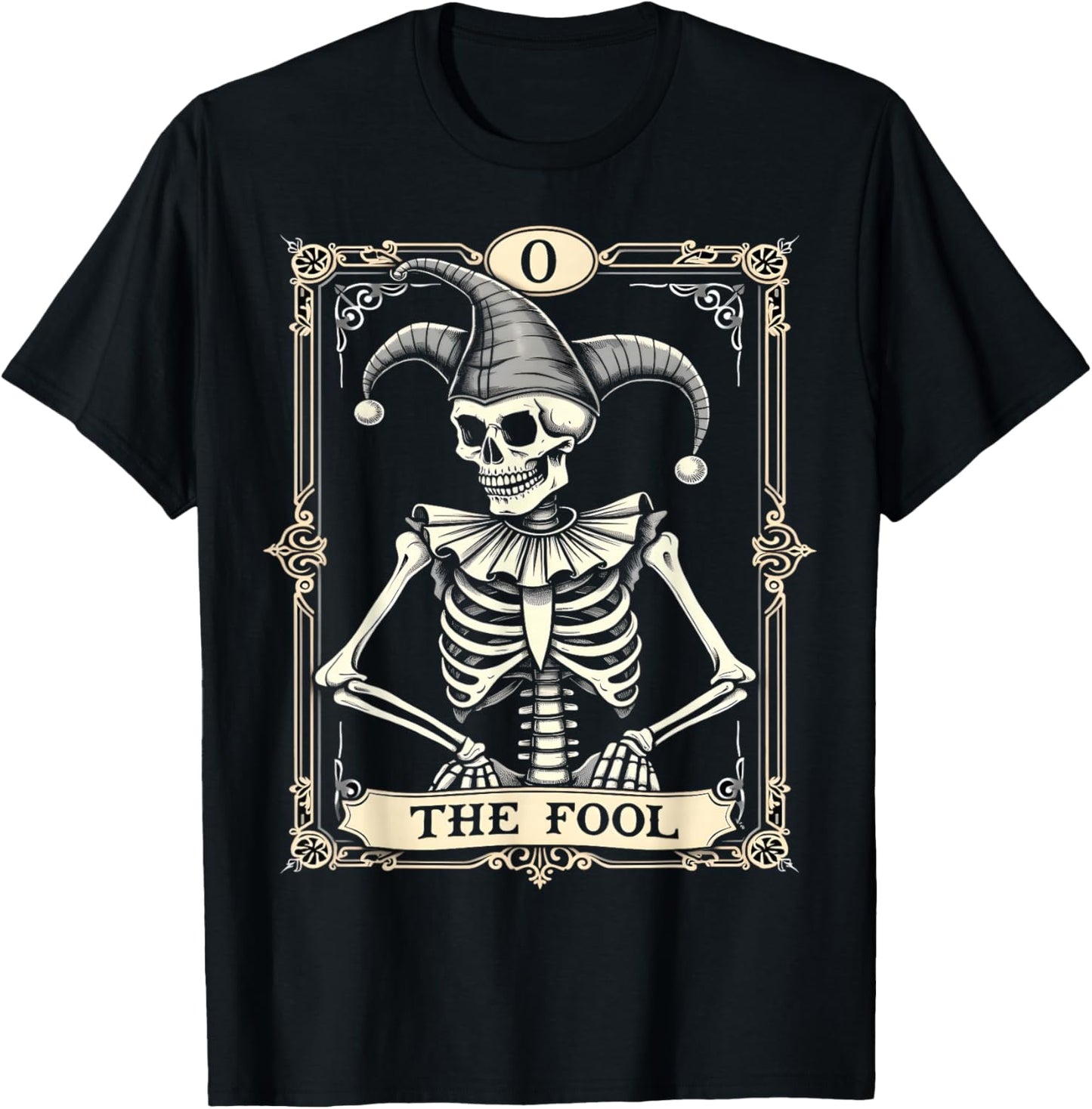 Skeleton Fool Tarot Card Dark Art T-Shirt - T-Shirt | Black