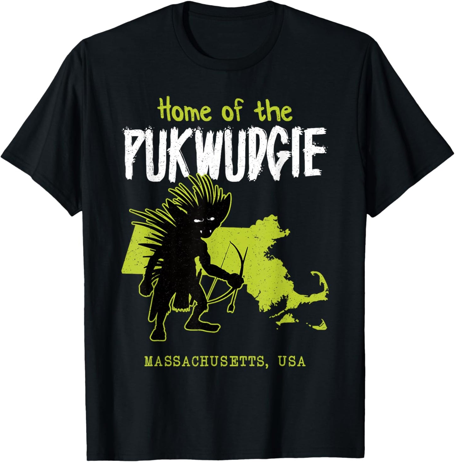 Home Of The Pukwudgie Massachusetts State American Cryptid T-Shirt - T-Shirt | Black