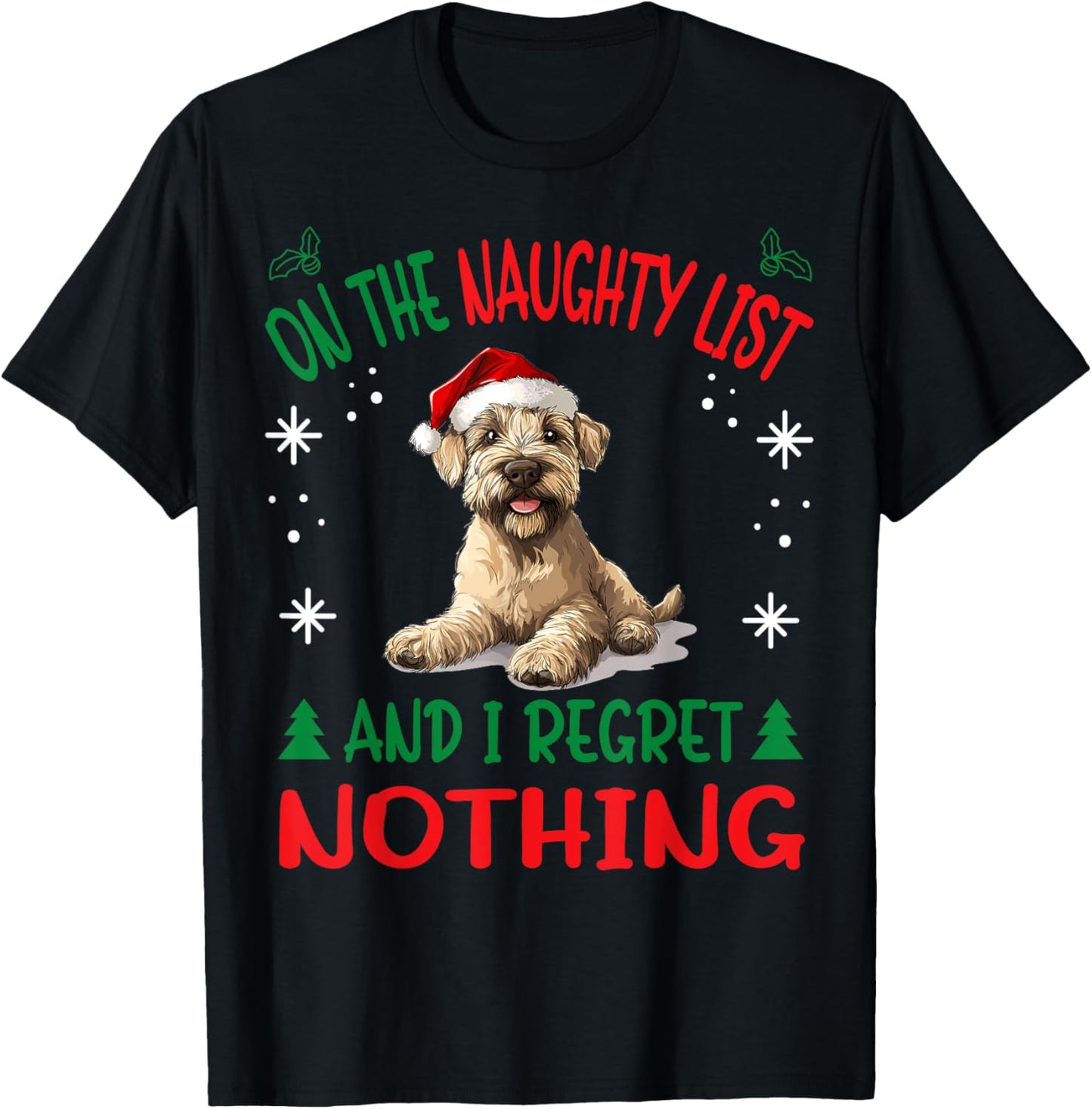 Cute Soft Coated Wheaten Terrier Dog Christmas On The T-Shirt - T-Shirt | Black