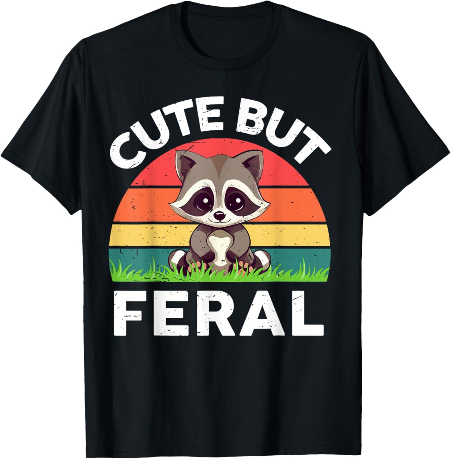 Raccoon Cute But Feral Toddler Boy Funny Raccoon Meme T-Shirt - T-Shirt | Black