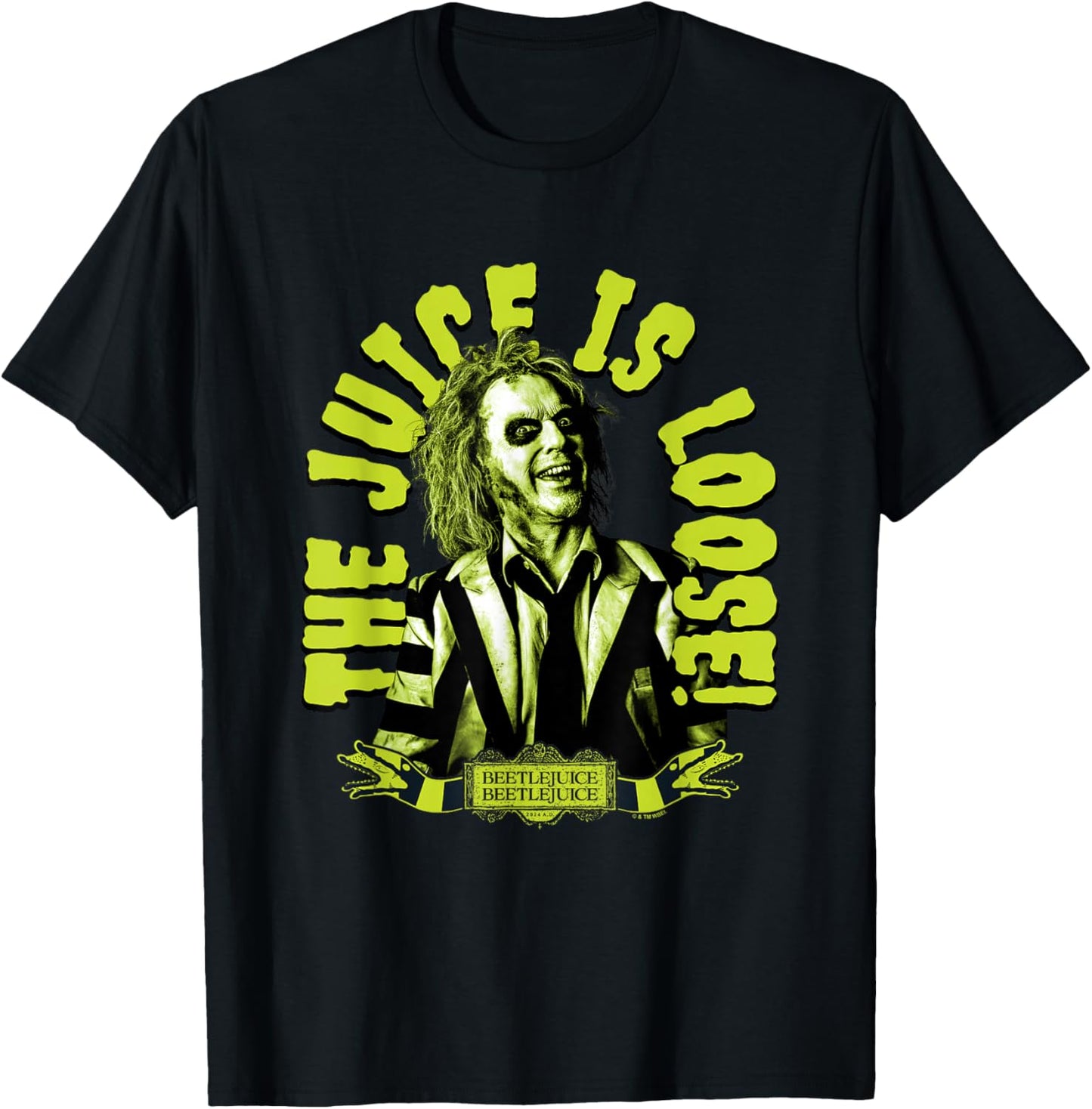 Beetlejuice Beetlejuice The Juice Is Loose! Neon Portrait T-Shirt - T-Shirt | Black