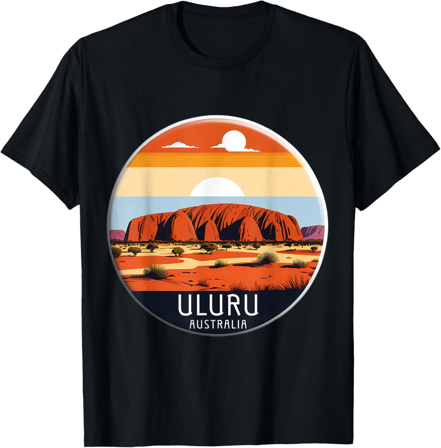 Uluru Australia Souvenir Ayers Rock Memorabilia Vintage Sun T-Shirt - T-Shirt | Black