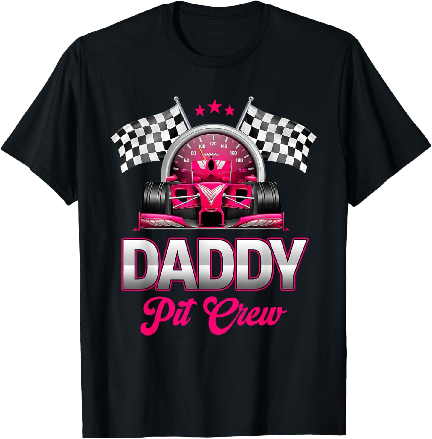 Daddy Pit Crew Race Car Birthday Girl Party Racing Family T-Shirt - T-Shirt | Black