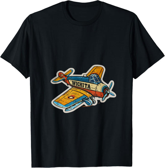 Wichita Kansas Airplane History Aviation Midwest Flying Fun T-Shirt - T-Shirt | Black