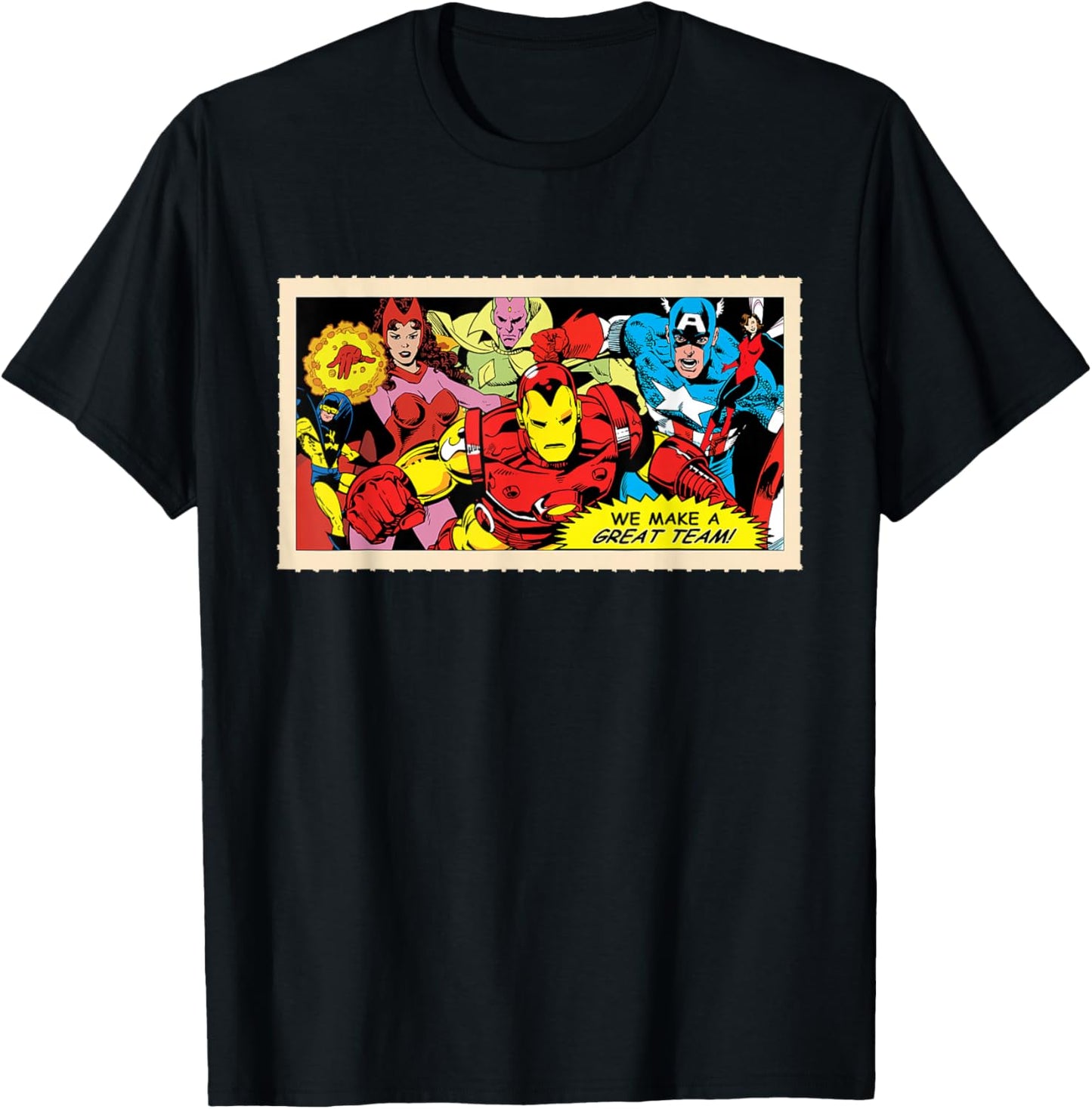 Marvel Avengers Retro '80s Valentine's Day Card A Great Team T-Shirt - T-Shirt | Black