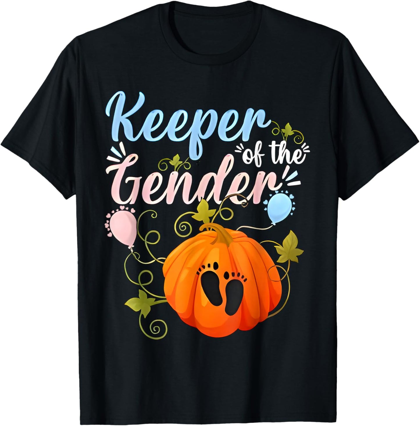 Keeper Of The Gender Reveal Baby Halloween Pregnancy Pumpkin T-Shirt - T-Shirt | Black