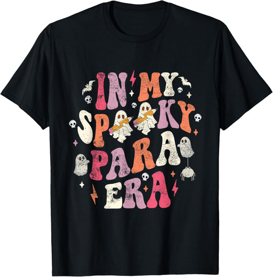 In My Spooky Para Era Funny Ghost Halloween Paraprofessional T-Shirt - T-Shirt | Black