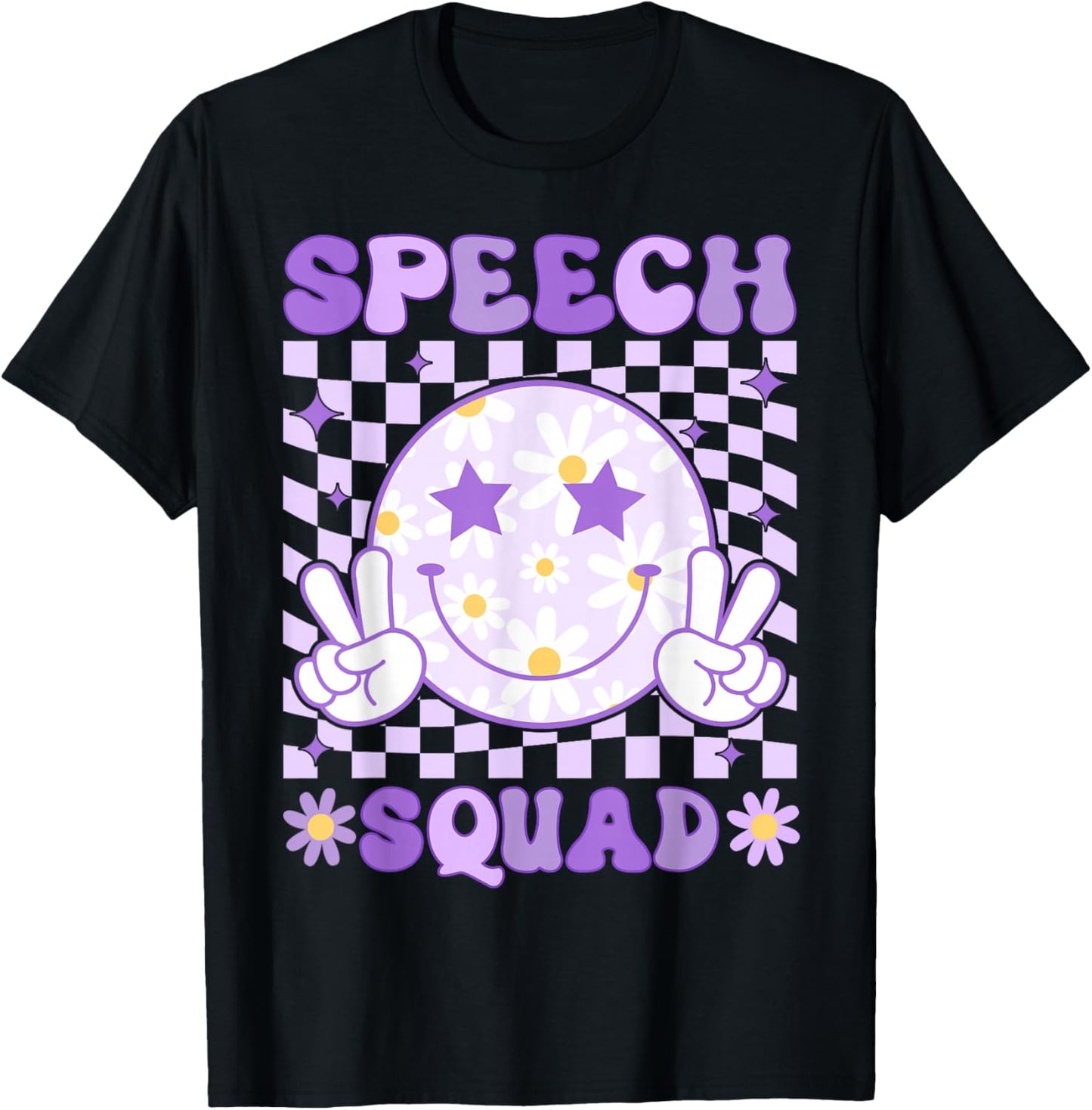 Groovy Speech Squad SLP Teacher Speech Language Pathologist T-Shirt - T-Shirt | Black