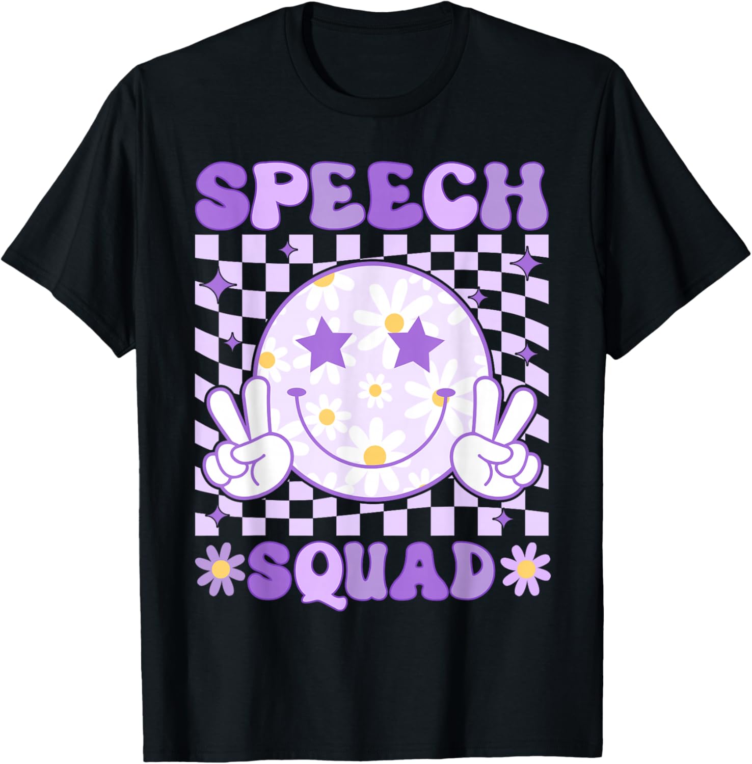 Groovy Speech Squad SLP Teacher Speech Language Pathologist T-Shirt - T-Shirt | Black