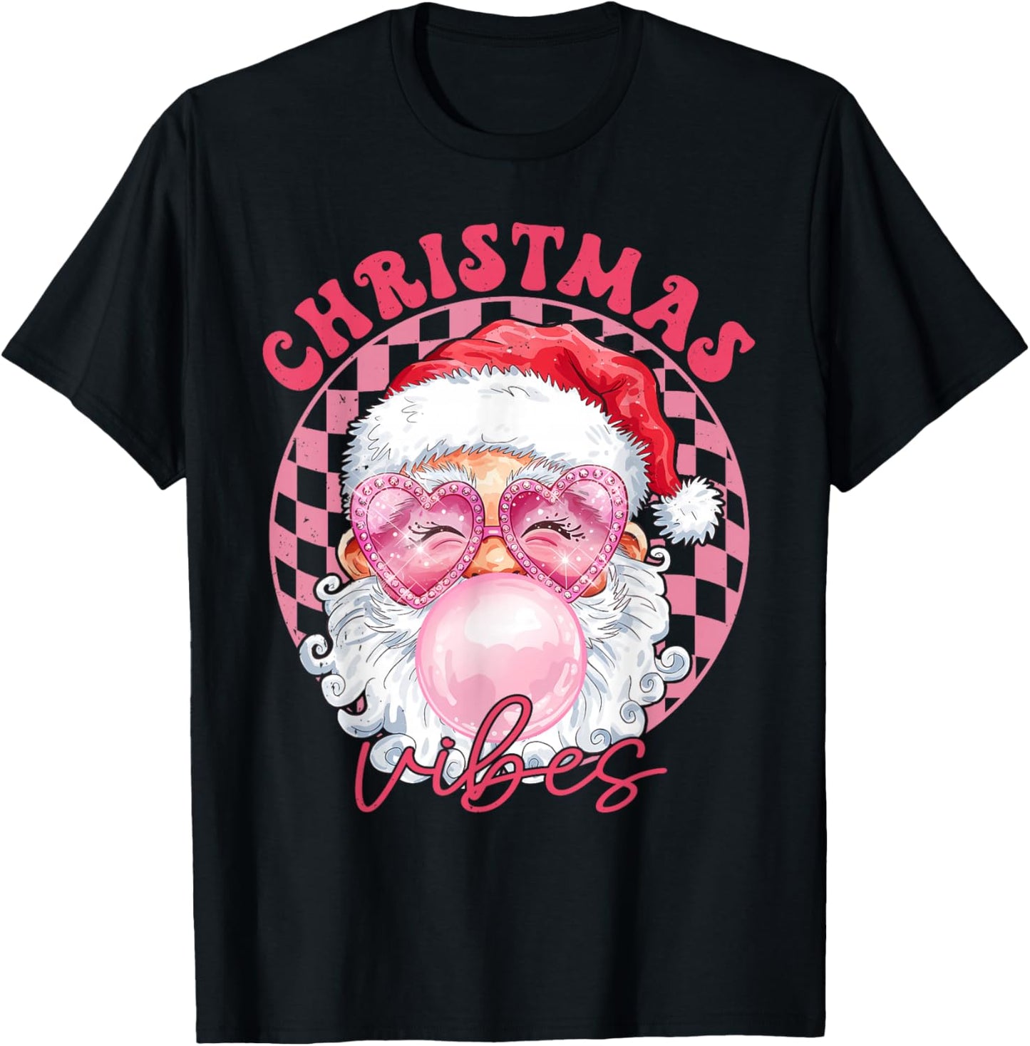 Vintage Groovy Santa Claus Christmas Vibes Kids Girls T-Shirt - T-Shirt | Black
