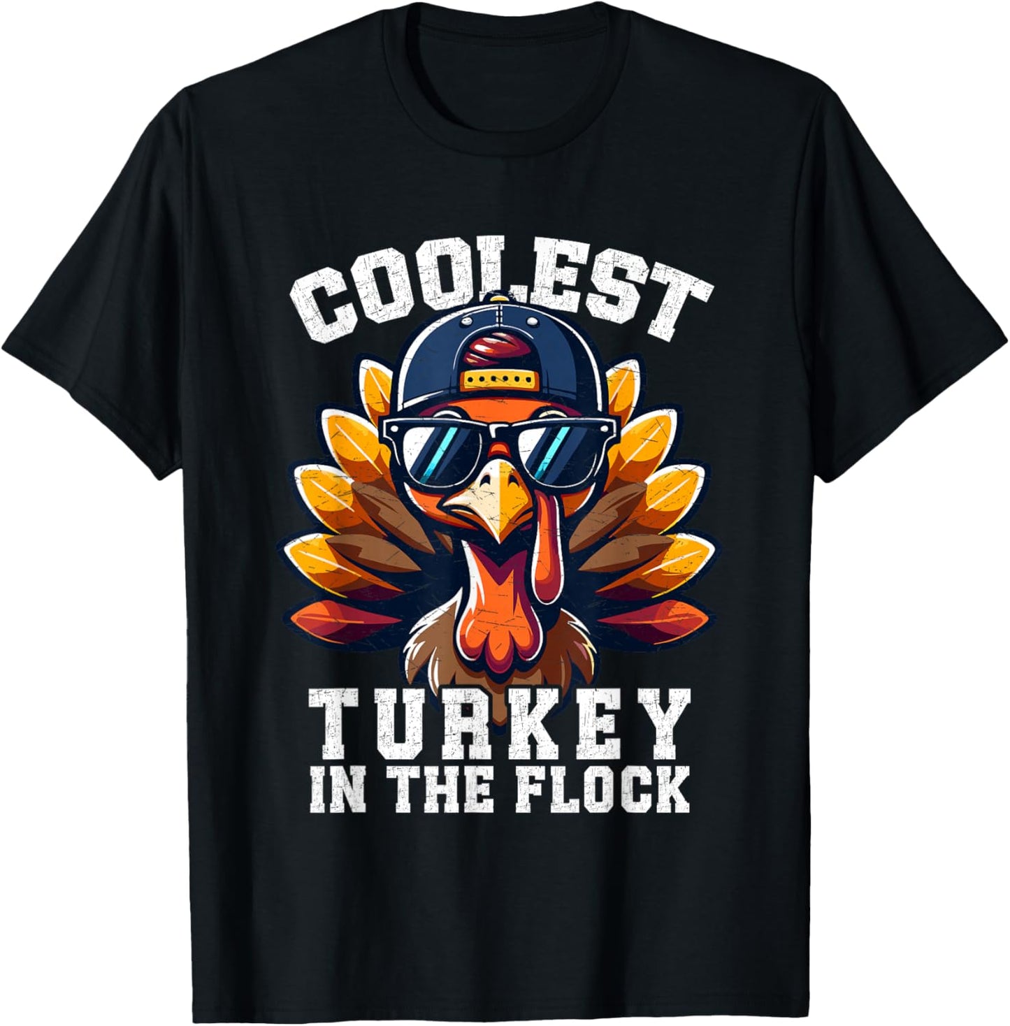 Coolest Turkey Thanksgiving Toddler Boys Kids Men Turkey T-Shirt - T-Shirt | Black