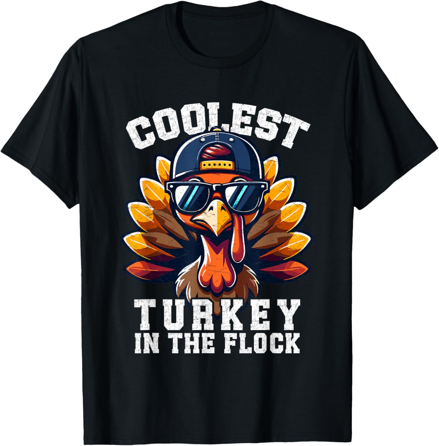 Coolest Turkey Thanksgiving Toddler Boys Kids Men Turkey T-Shirt - T-Shirt | Black