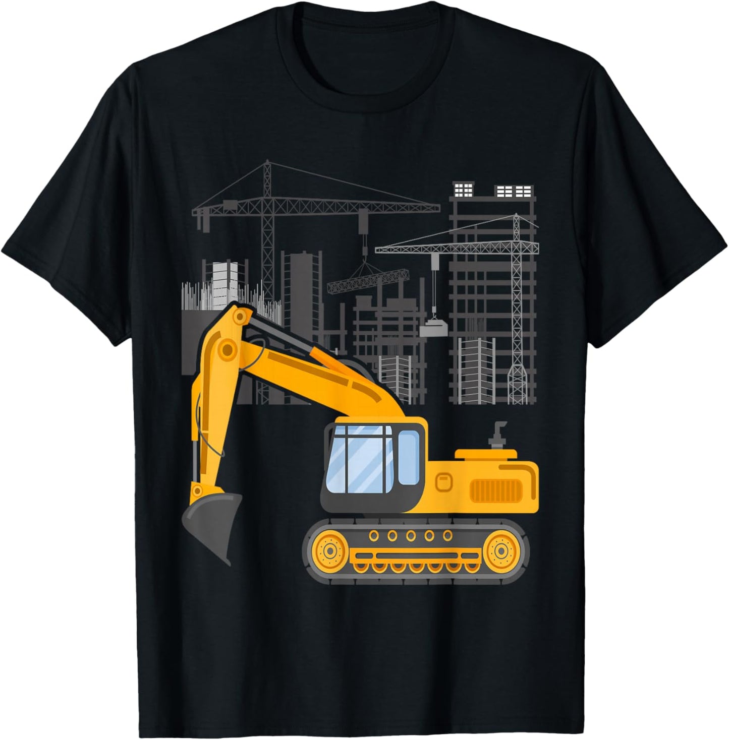 Construction Site Truck Driving Men Boys Excavator T-Shirt - T-Shirt | Black
