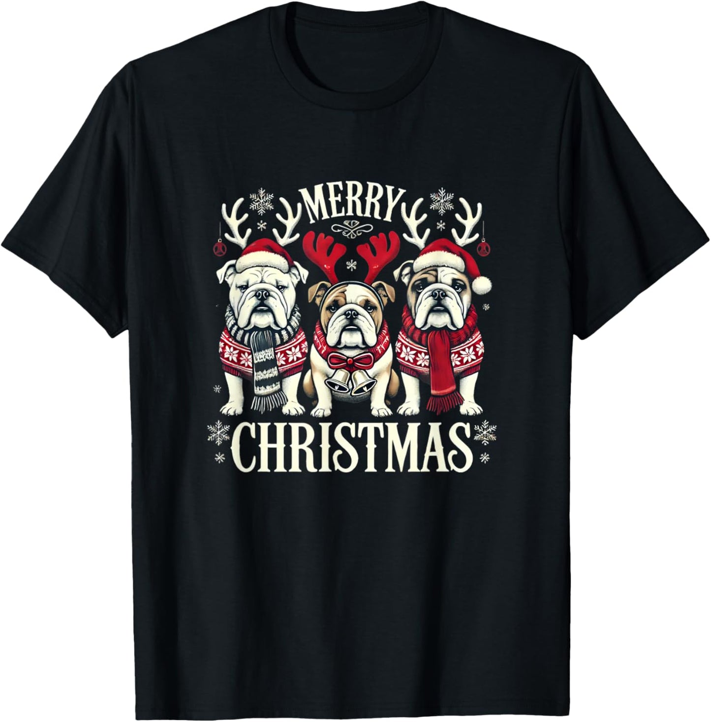 Christmas English Bulldog Mom English Bulldog Christmas T-Shirt - T-Shirt | Black