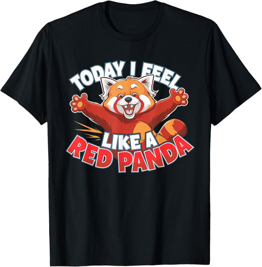 Today I feel like a Red Panda Design | Kids Red Panda T-Shirt - T-Shirt | Black
