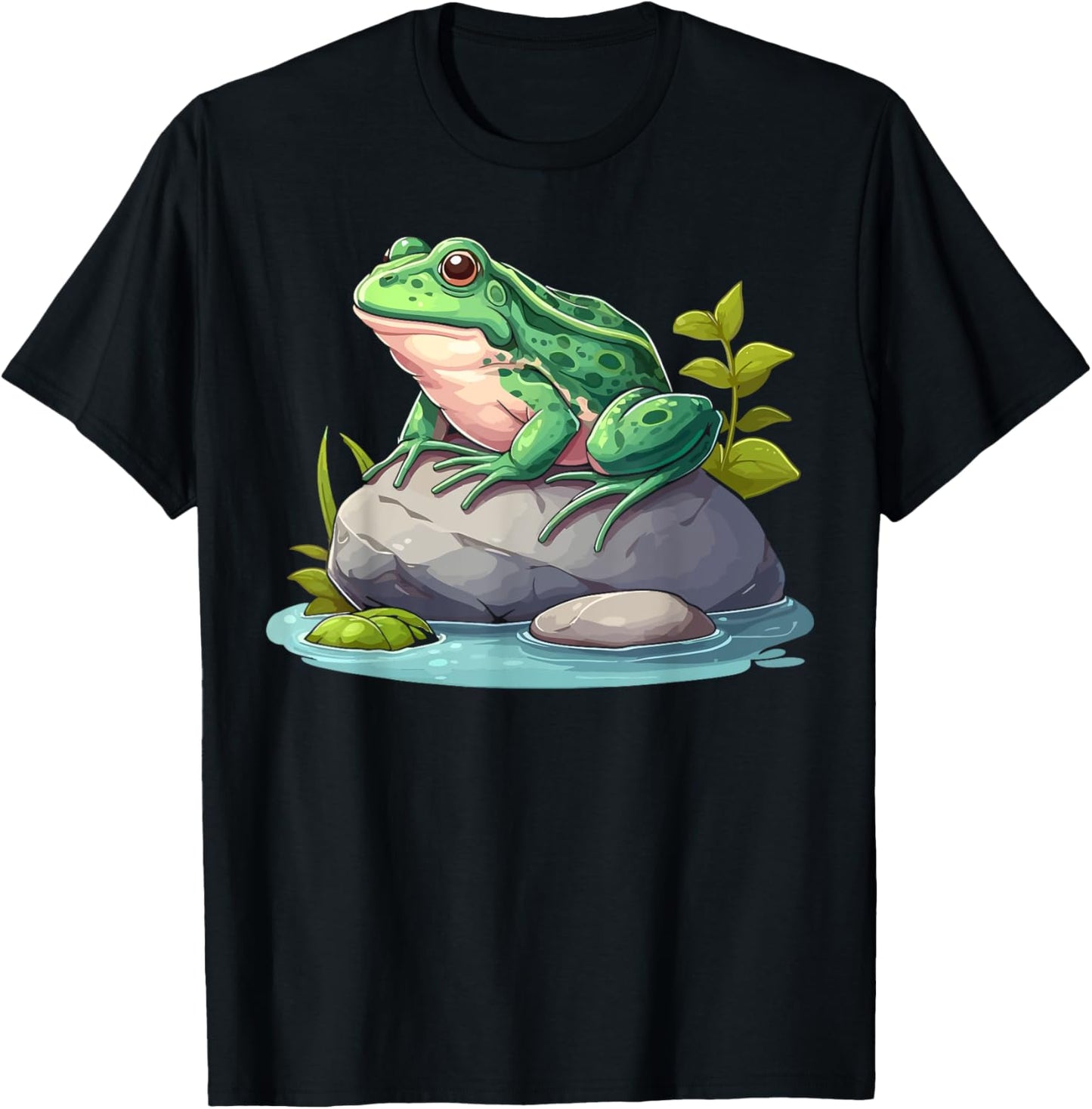Frog Sitting On A Rock Funny Frog Lovers T-Shirt - T-Shirt | Black
