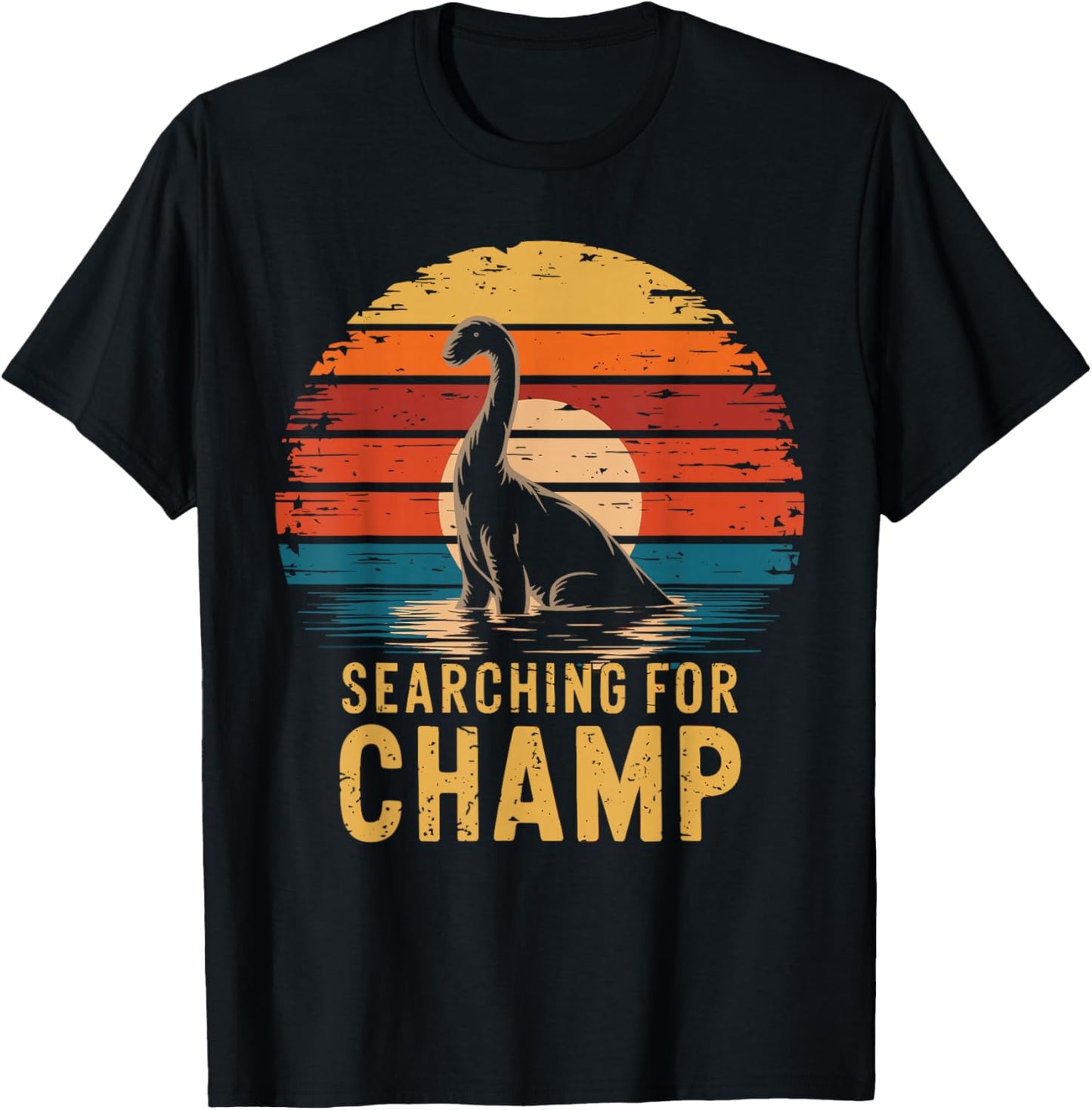 Searching For Champ Lake Champlain Monster Creature Vermont T-Shirt - T-Shirt | Black
