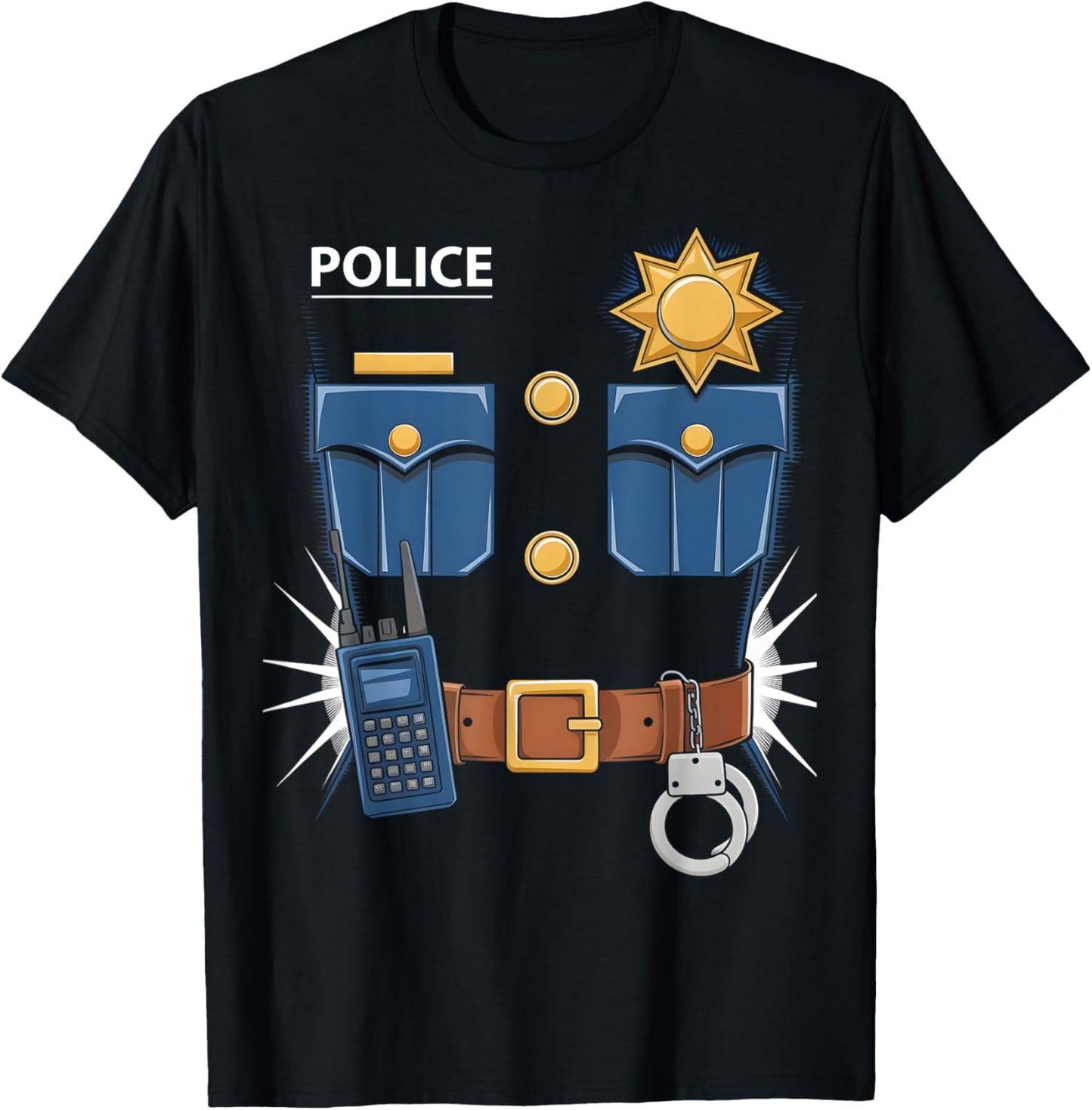 Police Uniform Costume Halloween Police Men Women Kids T-Shirt - T-Shirt | Black