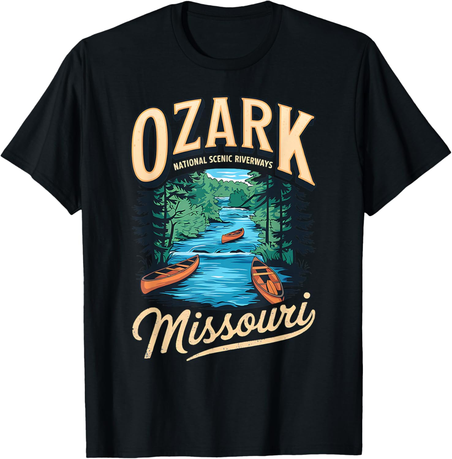 Ozark National Scenic Riverways Canoe Adventure T-Shirt - T-Shirt | Black
