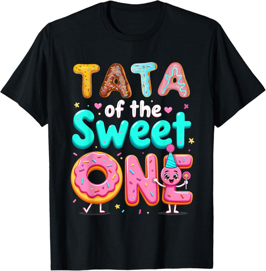 1st Birthday Donut Grandpa Tata Of The Sweet One T-Shirt - T-Shirt | Black