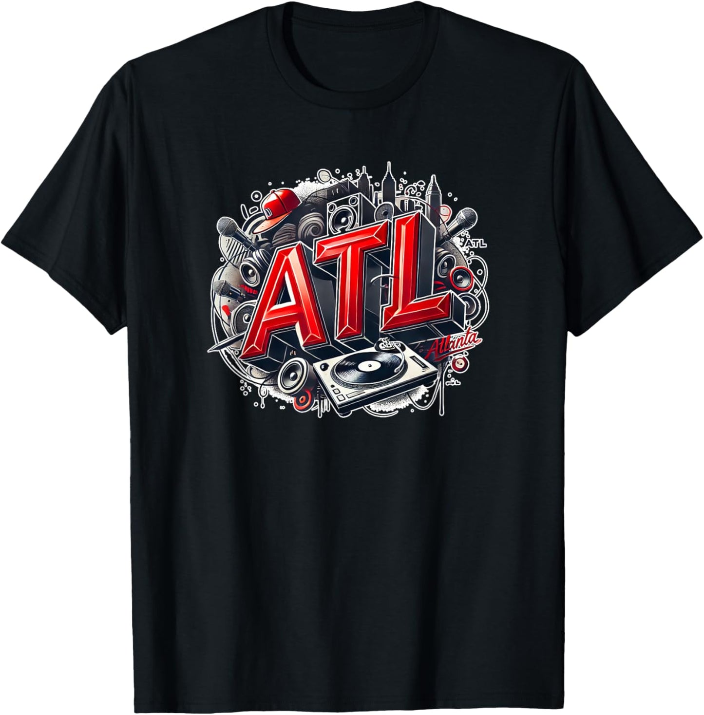ATL / Atlanta DJ Hip Hop Turntable T-Shirt - T-Shirt | Black