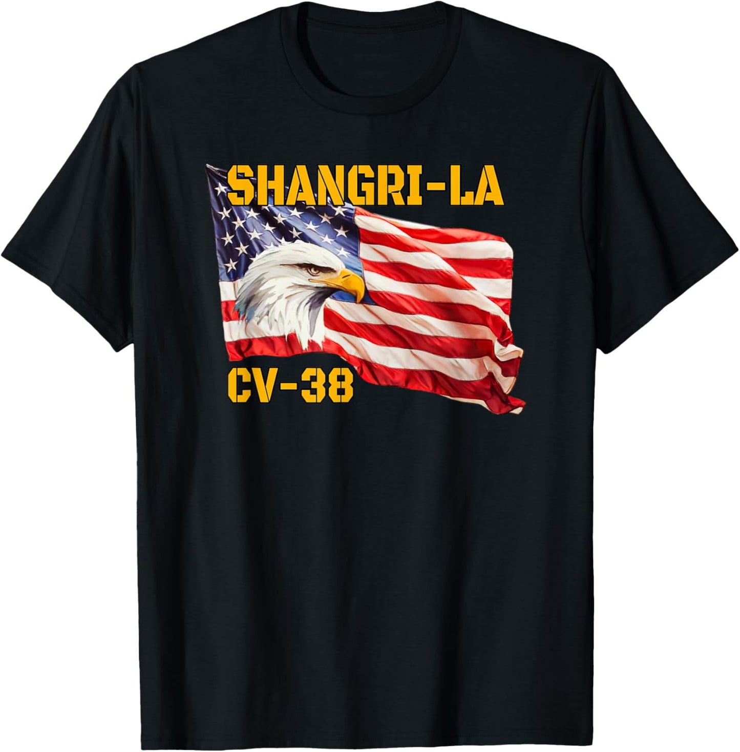 Warship Shangri-La CV-38 Aircraft Carrier Veterans Day Dad T-Shirt - T-Shirt | Black