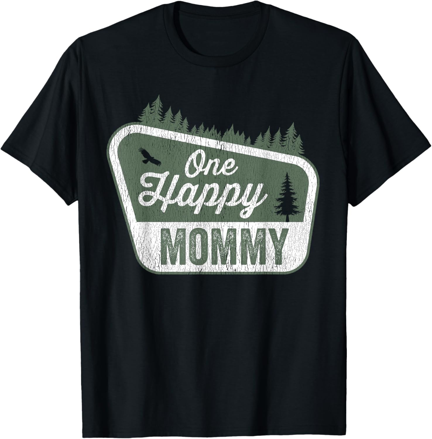 One Happy Mommy Matching Family Birthday Party Camping T-Shirt - T-Shirt | Black