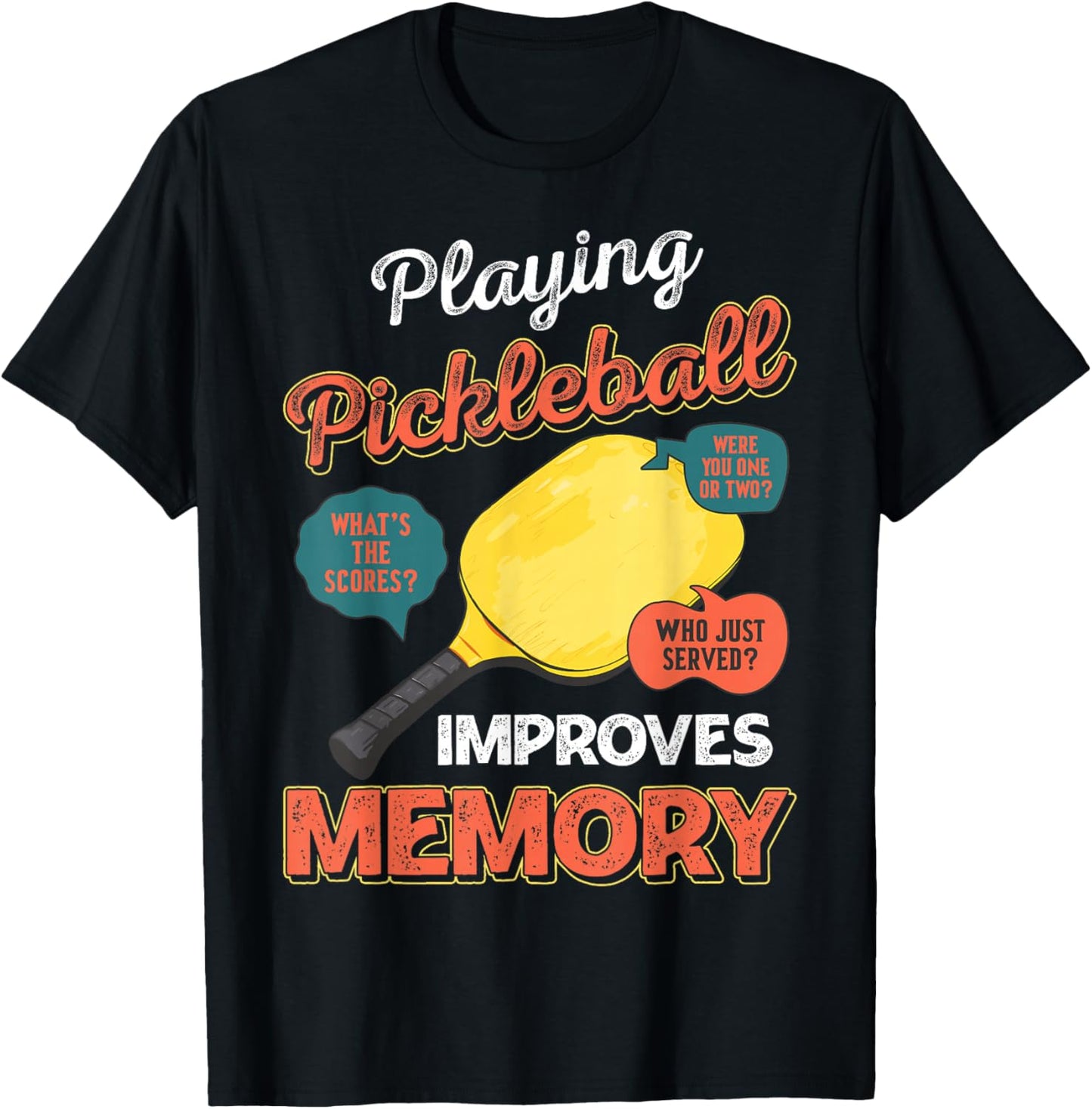 Funny pickleball sayings design Retro Paddle Court T-Shirt - T-Shirt | Black