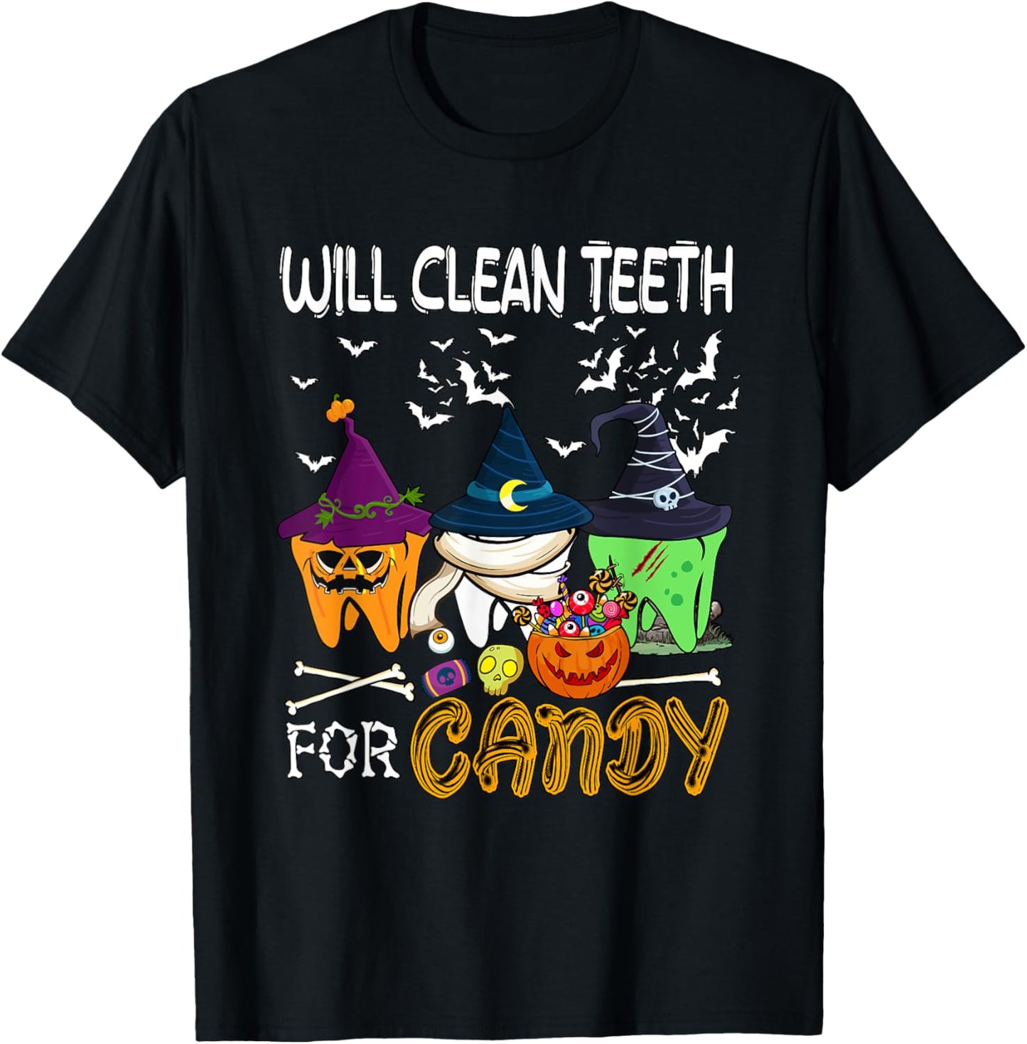 Will Clean Teeth For Candy Christmas Dentis Lover Team T-Shirt - T-Shirt | Black
