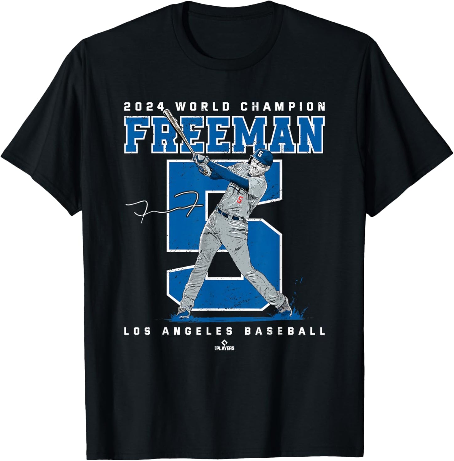 Player Number 2024 World Champion Freddie Freeman MLBPA T-Shirt - T-Shirt | Black