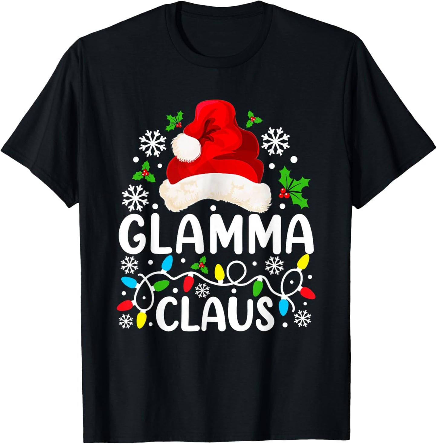 Glamma Claus Funny Christmas Family Matching Grandma T-Shirt - T-Shirt | Black