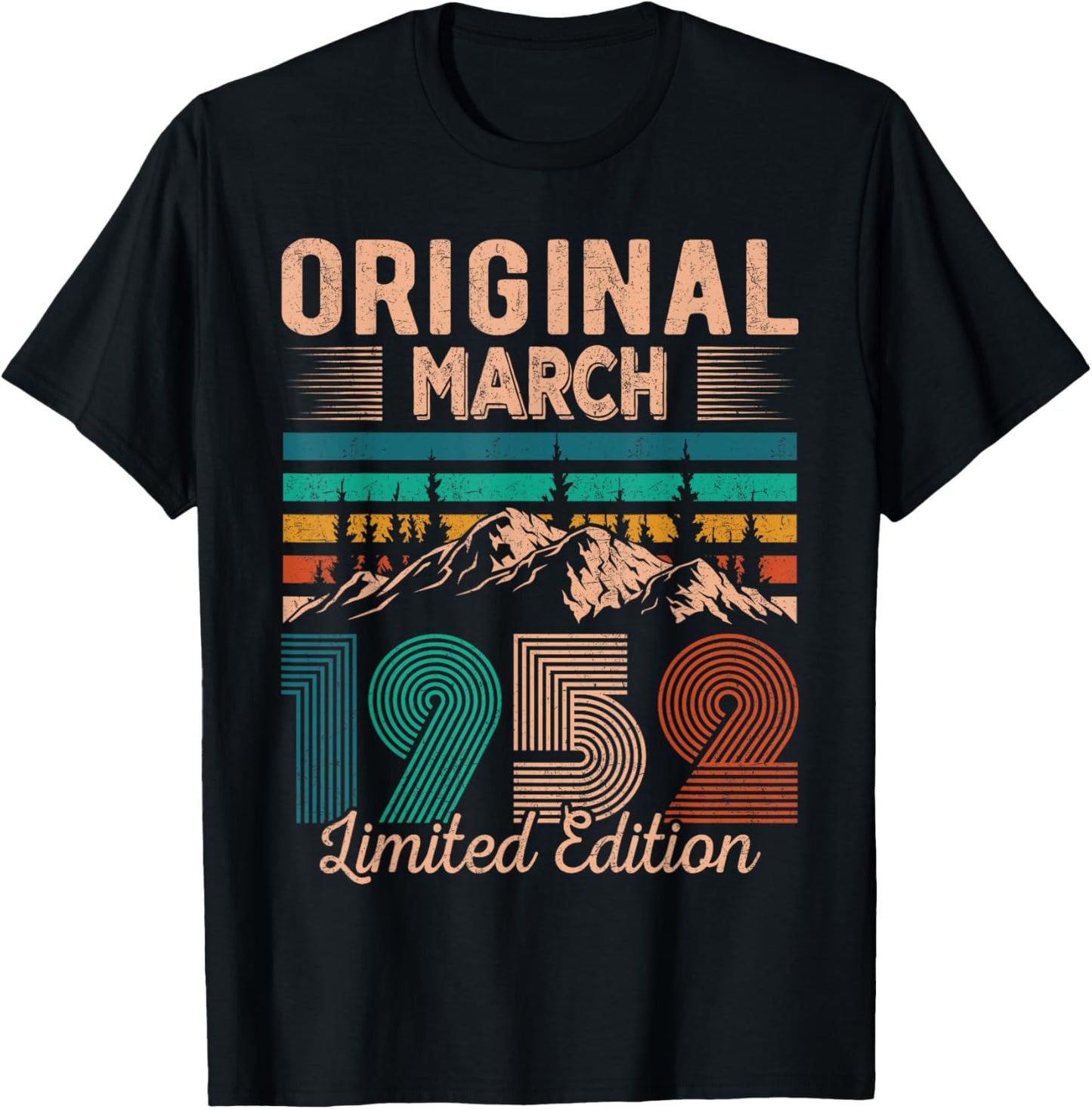 Original March 1952 Born in March 1952 Birthday T-Shirt - T-Shirt | Black