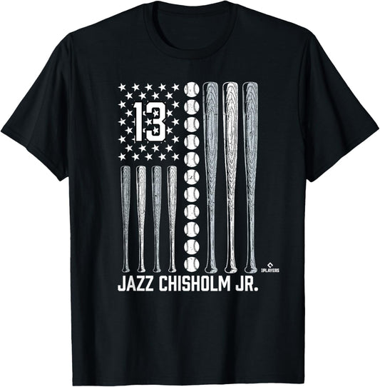 Baseball American Flag Jazz Chisholm Jr. New York Baseball T-Shirt - T-Shirt | Black
