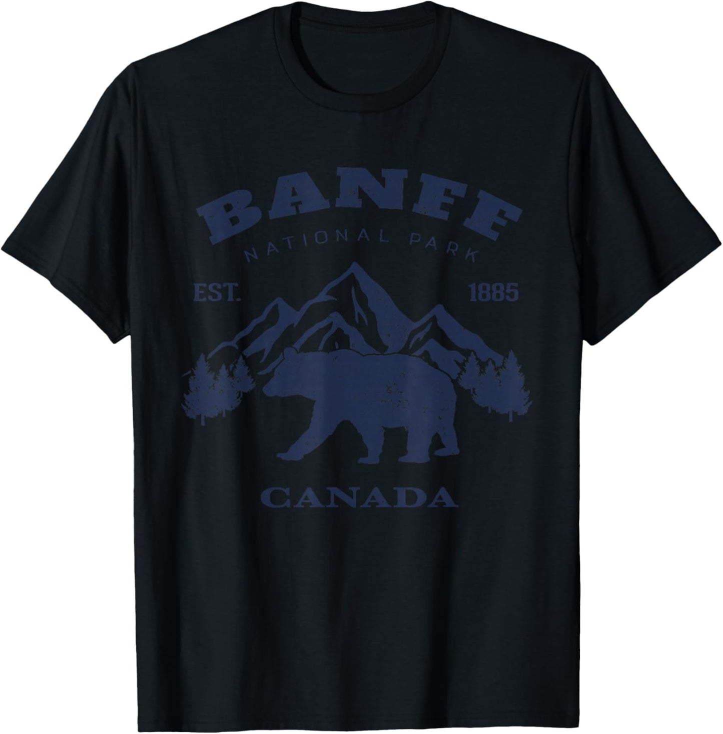 Vintage Banff National Park Canada Souvenir Hiking Camping T-Shirt - T-Shirt | Black