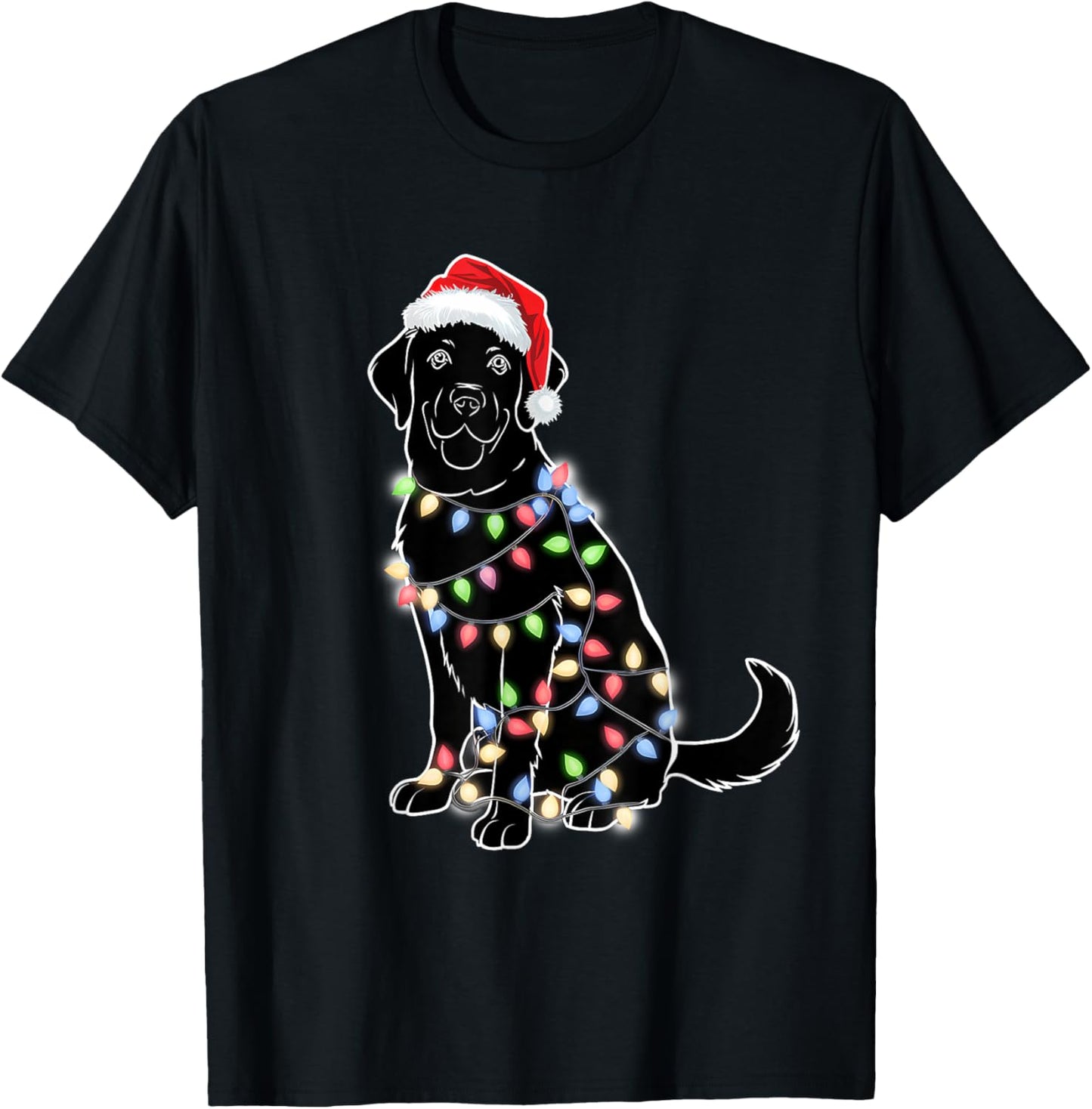 Santa Beagle Christmas Tree Light Pajama Dog Xmas T-Shirt - T-Shirt | Black
