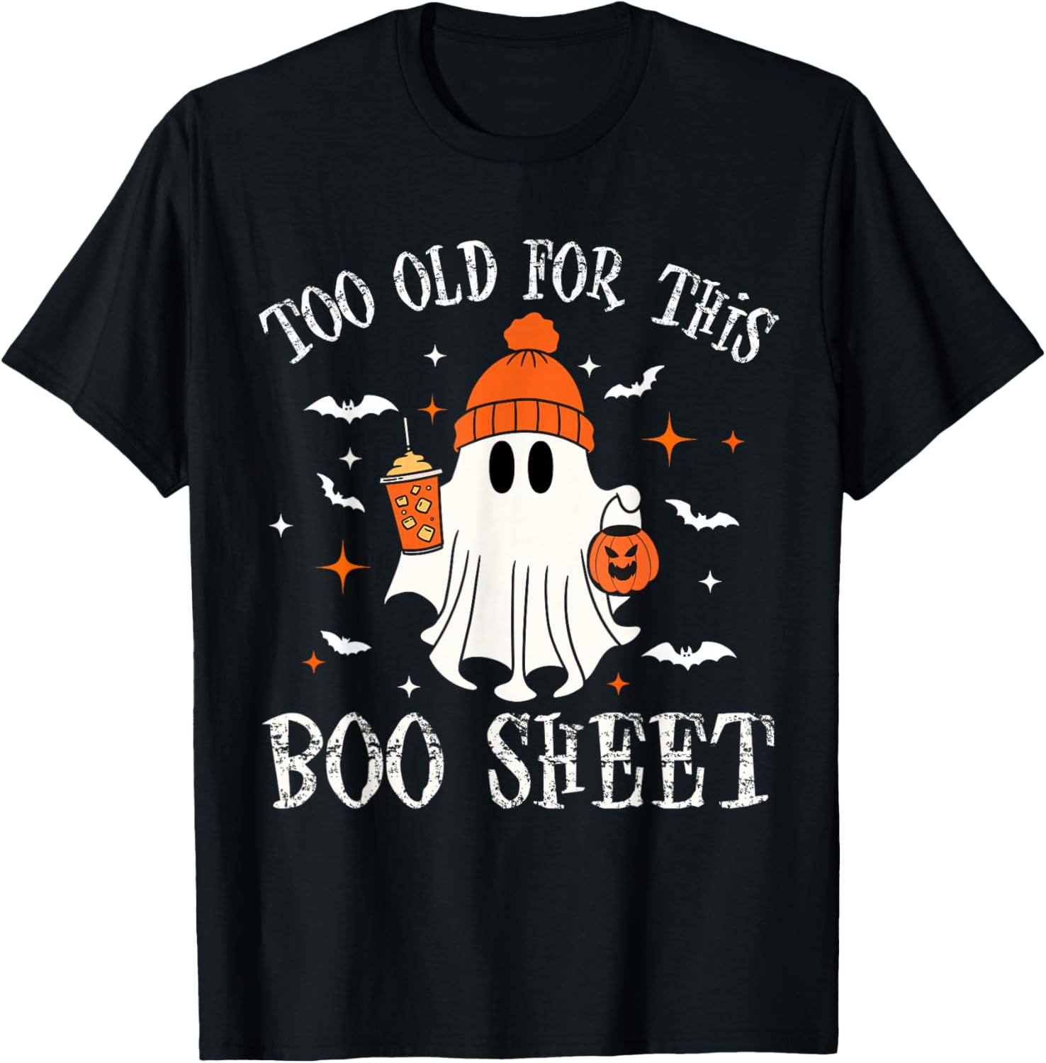 Too Old For This Boo Paper Ghost Halloween for Costume T-Shirt - T-Shirt | Black
